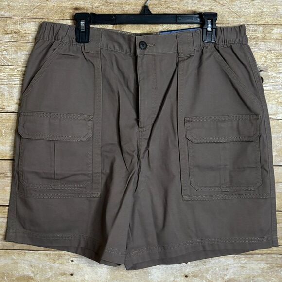 CROFT & BARROW SHADOW BROWN STRETCH RELAXED FIT EVERYDAY CASUAL CARGO SHORTS NWT - Picture 1 of 4